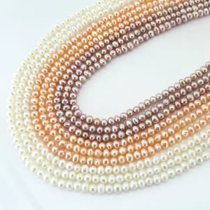 4-4.5mm Pearls,High Luster Natural Freshwater Pearl Strand,Real Rice Freshwater Pearl Beads,Loose Pearls,Tiny Pearl Supply -14.5inches-NFP22