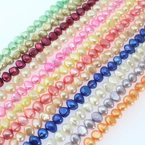 6-7mm Multi-colored Nugget Center Drilled Pearls,Loose Baroque Pearls Beads,Real Freshwater Pearls Beads,DIY Pearl Jewelry,Wholesale Pearls