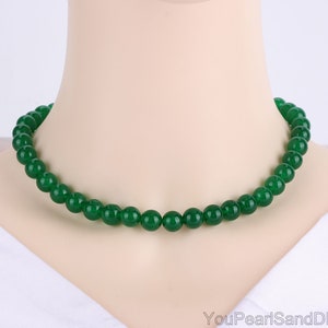 10mm Handmade Mala Jade Beading Necklace,Round Jade Necklace for Her,Green Jade Beads Necklace,Anniversary Gift,Gift for Mom,Healing Beads