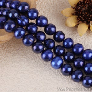 10-11 mm natürliche Süßwasserperlen,königsblaue runde Perlen,DIY Schmuck,lose Perlenstrang Lieferungen,Schmuckherstellung-42 Stück-15,5 Zoll-BHY006-7