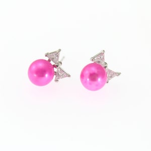 Round Frshwater Pearl Earring Blank, Handmade Jewelry,Blank Silver Plated Stud Earring Setting ,Stud Earring Post ,DIY Earring Mounts- ER008
