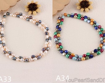 Lot De 5 Perles Baroques D'eau Douce Naturelles N22 - Rose, Monture Plaquée Or Jaune