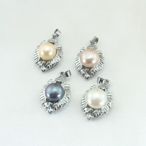 10mm Freshwater Pearl Charms,Round Pearl Pendants,White /Pink/Purple/Black Pearl Charms,Silver Necklace Pendants,Wholesale Loose Charm-DZ065