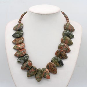 Natural Teardrop Stone Necklace,Jasper Polished Necklace,Stone Jewelry,Statement Necklace,Gemstone Necklace,Mother&#39;s Day Gift,Gift for Her