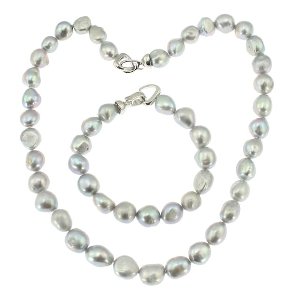Collana di Perle Barocche di Grande Dimensione Nucleate con Chiusura in Argento 925 Filo Annodato di Fili di Perle d'Acqua Dolce Naturali 15-17mm - Cina Sciolto Real Freshwater Barocco Pearl Strand Nu
