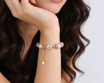 10-11mm Beautiful Natural Purple Pearl Bracelet,Elegant Freshwater Pearl Bracelet,Handmade Pearls Bracelet,Christmas Gift,Anniversary Gift