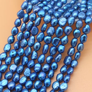 6-7mm Natural Pearl Beads,Blue Nugget Pearl Beads,Genuine Freshwater Pearl Strands,DIY Pearl Jewelry,Wholesale Pearls,Jewelry Making--PS2275