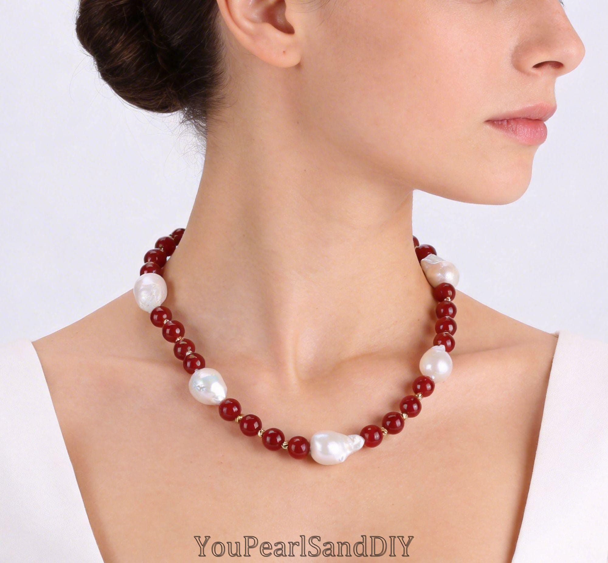 red dress with pearl necklace Elegant Red Dress for a Perfect Date Night