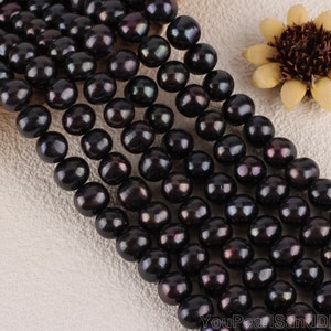 11-12mm High Luster  Black Genuine  Freshwater Pearls,Loose round shape Pearl Strands,Wedding Jewelry,DIy pearls-15.5 Inches-36pcs--BHY006-1