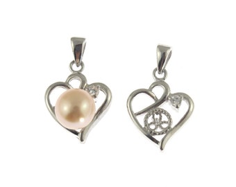 Silver Plated Heart Blank Pendant Setting,Pendant for Half-drilled Pearl and Gemstone,Necklace Setting Mounting,DIY Jewelry,Wholesale-DZ038