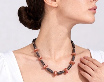 Luster Biwa Stick Pearl Necklace,Brown Biwa Freshwater Pearl Choker,Baroque Pearl Necklace,Pearl Necklace For Her, Anniversary Gift-NL2355