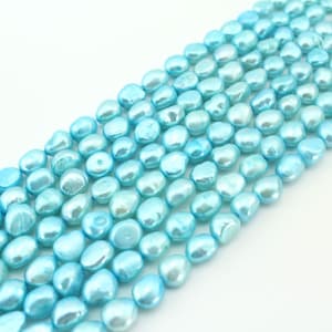8-9mm Natural Nugget Blue Pearl Beads,Sky Blue Freshwater Pearls,Loose Pearls Supplies,Wedding Pearls Beads,Jewelry Making,DIY-14-15inches