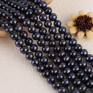 10-11 mm runde Pfau schwarze Süßwasserperlen Perlen, echte runde Süßwasserperlen, lose Perlenperlen, Großhandelsperlen, DIY-15.5inches-42Stk