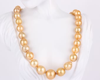 12-17mm Golden Yellow  Pearl Necklace, Natural Baroque Pearl Choker,Wedding Necklace,Bridal,Pearl Necklace For Women,Jewelry Gift-NL2394