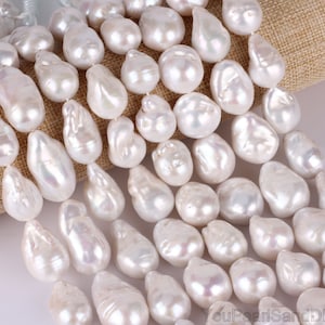 13-15x15-18mm AA+ Big White Baroque Pearl Beads,Teardrop Natural Freshwater Pearl Beads,Flameball Pearls,Wholesale Jewelry Pearls-YHZ002-4