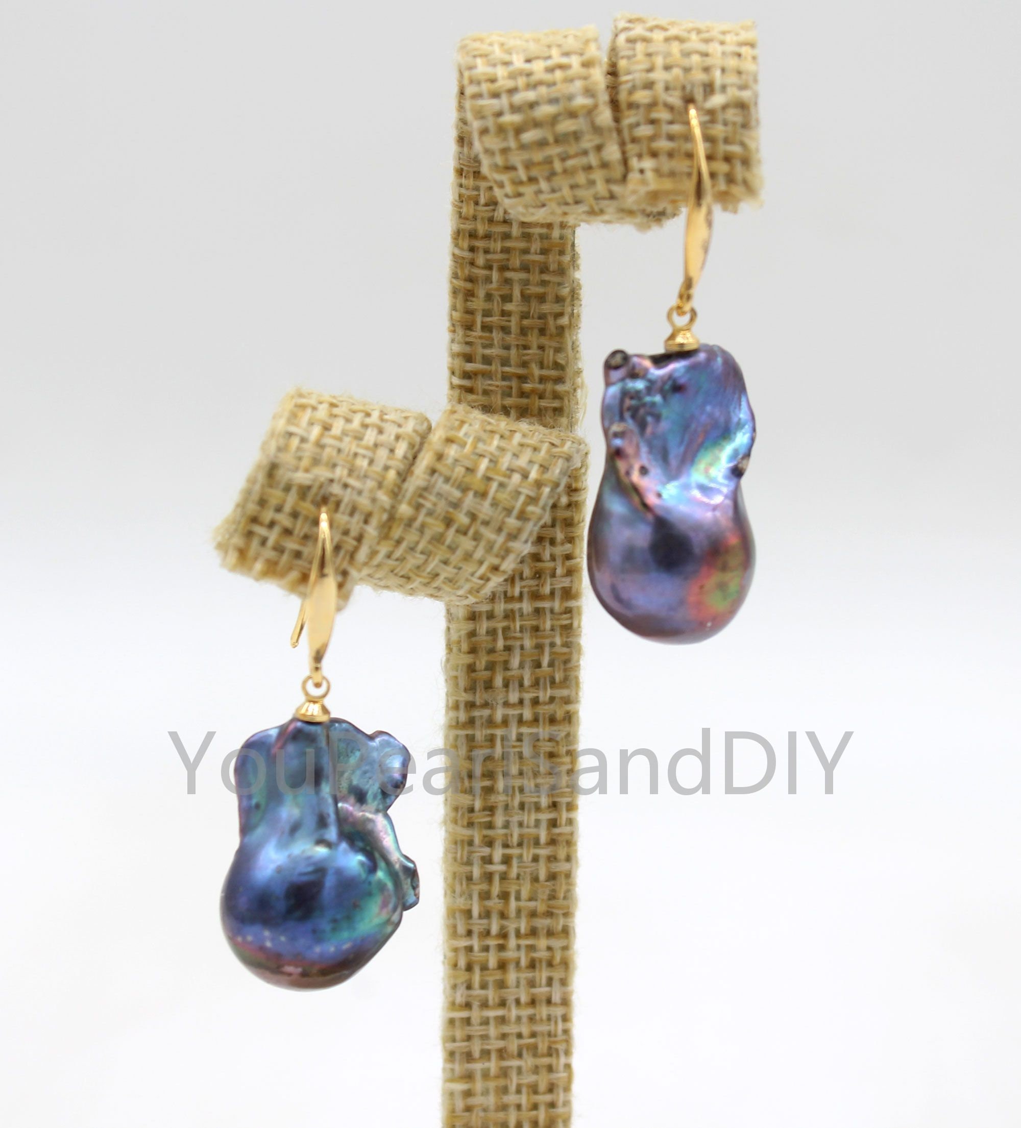 Baroque pearl earrings Etsy