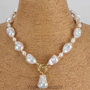 12-15x15-22mm Handmade Natural Baroque Pearl Necklace,6-7mm Rice Pearls,High Quality Freshwater Pearls Necklace,Necklace Gift,Gifts For Her