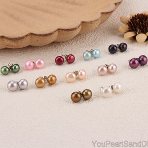 Natural Freshwater Pearls Studs Earrings,Handmade Pearls Stud Earrings,Wholesale Studs Earrings,Silver Plated Earrings,Gifts for Her-ER062