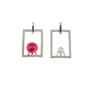 Cadre rectangulaire plaqué argent, montures pour perle/perles semi-percées, cadre blanc pour collier à faire soi-même, breloques en vrac en gros--DZ011