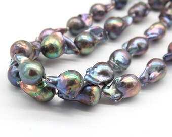 Collana Di Perle D'acqua Dolce Color Pavone Arcobaleno Da 9x10-11 - Foto 7