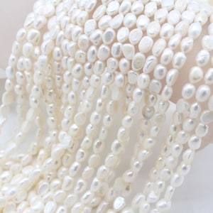 5-6mm Natural White Nugget Pearls,Small Freshwater Seed Pearls,Genuine Pearls Supply,Loose Nugget Pearl Strand,Pearl for Jewelry Making,DIY