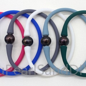 5PCS-18 Colors Silicone Rubber Stretch Bracelet,Natural Freshwater Pearl&Waterproof Bracelet,Women Bracelet,Wedding Gift,Sprot Bracelet-W008