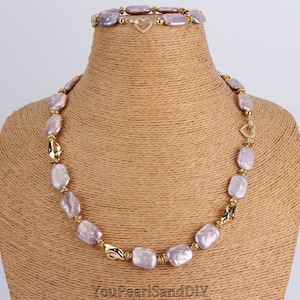 13x18MM Natural Purple Rectangle Coin Pearl Necklace/Bracelet,High Quality Freshwater Pearl Jewelry,Handmade Pearl Necklace/Bracelet,Gifts