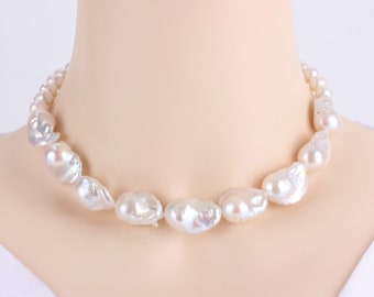 14-15mmx18-20mm High Quality Large Baroque Pearls Necklace,8-9MM White Small Freshwater Pearl Necklace,Pearl Jewelry,Necklace Gift for Her