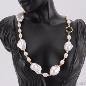 High Qualirty Natural White Baroque Pearls Necklace,Freshwater Pearl Necklace,Handmade Necklace,Pearls Necklace for Gifts,Christmas Gifts