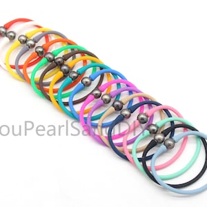 18PCS-18 colors Silicone Rubber Waterproof Stretch Bracelet,Silicone Rubber Stretch Bracelet&Freshwater Pearl Bracelet,Friengship Gift-W011