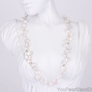 Collar de perlas de agua dulce Keshi naturales de 7-9 mm hecho a mano, collar de perlas genuinas de alta calidad, collar de perlas de plata, joyería de boda, regalo