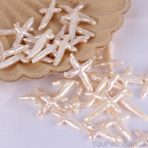 Loose Cross Shape Pearl Beads,Natural Cross Freshwater Pearls,Undrilled Freshwater Pearls,DIY Pearls Earrings/Necklace,Wholesale Pearl-WH002