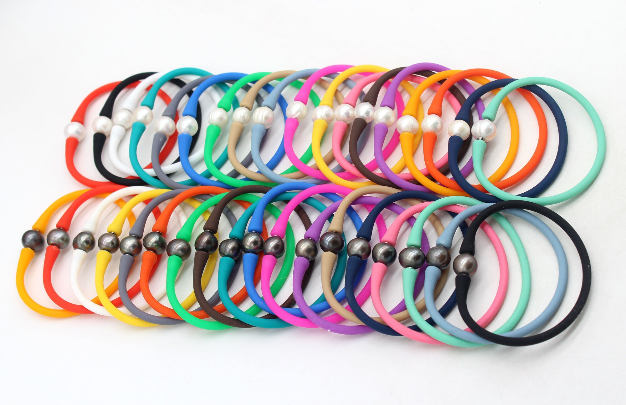 32 Pcs of Natural Pearl & Silicone Rubber Waterproof Stretch Etsy