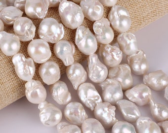 Natural White Baroque Pearl Beads Strands, Large Irregular Freshwater Pearls for DIY Jewelry--YHZ002-2