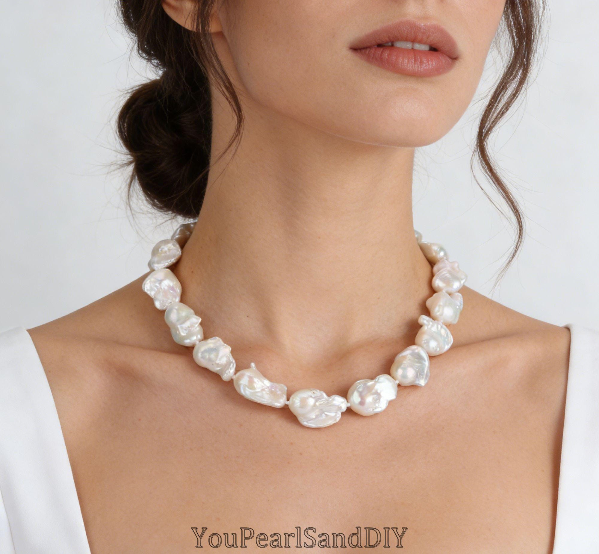 15-18x24-27mm Irregular Natural White Baroque Pearl,handmade