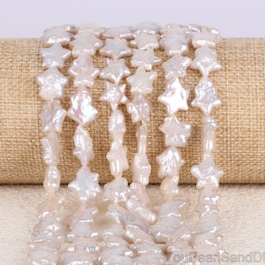 Lustrous Rare Natural White Star Shape Freshawater Pearl Beads,Genunie Star Baroque Pearls,Loose Pearls For Jewelry Making-15 inches-AL001