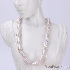 12-14x18-22mm Elegant Long Teadrop Pearl Necklace,Handmade Natural Freshwater Pearl Necklace,White Pearls Necklace,Wedding Necklace,Gifts