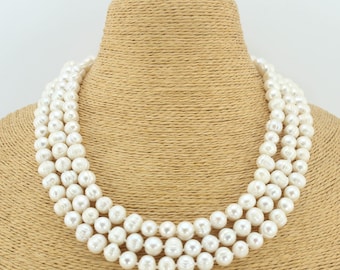 Collar de perlas de agua dulce con forma de patata de 9-10 mm, 152 cm, auténticas, largas, ideal para San Valentín.