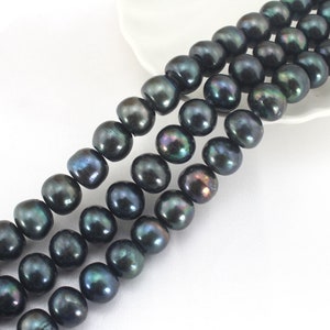 11-13mm Peacock Round Button Freshwater Pearl Beads,Genuine Cultured Roundelle Pearls,Loose Beads,Wholesale Pearls -38pcs-16inches