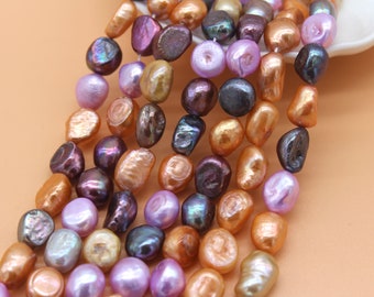9-10mm Mix-Colored Baroque Pearl Beads,Nugget Pearl Beads,Genuine Freshwater Pearl Strands,DIY Pearl Jewelry,Wholesale Loose Pearl--PS2276