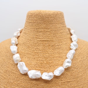 High Quality Handmade Natural White Freshwater Pearl Necklace,Graceful Baroque Pearl Necklace,Bridal Jewelry,Wedding Necklace,Gift for Her