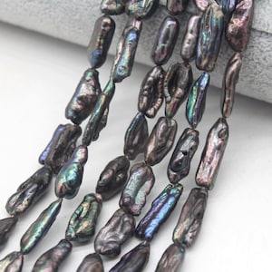 9-10mmX18-25  Peacock Biwa Freshwater Pearl Beads,Long Baroque Stick Pearl Beads,Loose Pearl  Strand for jwelry making-15.5 Inches-PS2313
