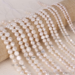 3.5-10.5mm-Natural White Freshwater Cultured Pearls,Genuine Baroque Nugget Pearls,Loose Pearl Strand For For Jewelry Making,Wholesale-LM001