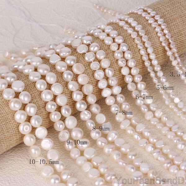 3.5-10.5mm-Natural White Freshwater Cultured Pearls,Genuine Baroque Nugget Pearls,Loose Pearl Strand For For Jewelry Making,Wholesale-LM001