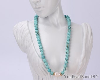 Collier Turquoise Bleu Naturel Et Perles | LeNetJeweler