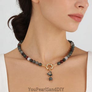 Handgemaakte veelkleurige, natuurlijke gladde ronde edelsteenketting van 6 mm, helende edelsteen, cadeau voor haar