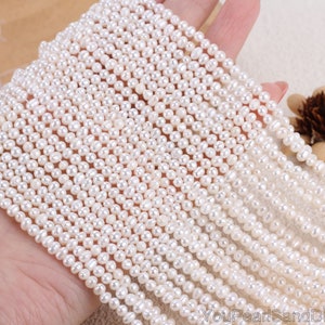 3-4mm Small Freshwater Pearl Beads,High Luster Real Natural White Freshwater Pearl,Tiny Seed Pearl,DIY Wedding Pearl Jewelry-14inches-XDZ007