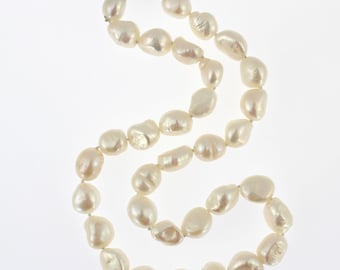 Collar de perlas blancas naturales de 8-9 mm hecho a mano, collar de perlas de pepita, collar de perlas de agua dulce auténticas, collar de boda, collar de regalo para ella