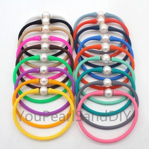 100PCS-39 colors Silicone Rubber Stretch Bracelet,Multi colors Pearl Bracelet,Rubber waterproof Bracelet,Special Gift,Wholesale Price -W015