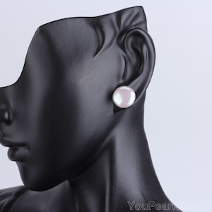 11x11mm Natural White Pearl Studs,Coin Pearls Earrings,Freshwater Pearls Earrings,Silver Pearls Studs,Bridesmaid Stud Earrings,Birthday Gift